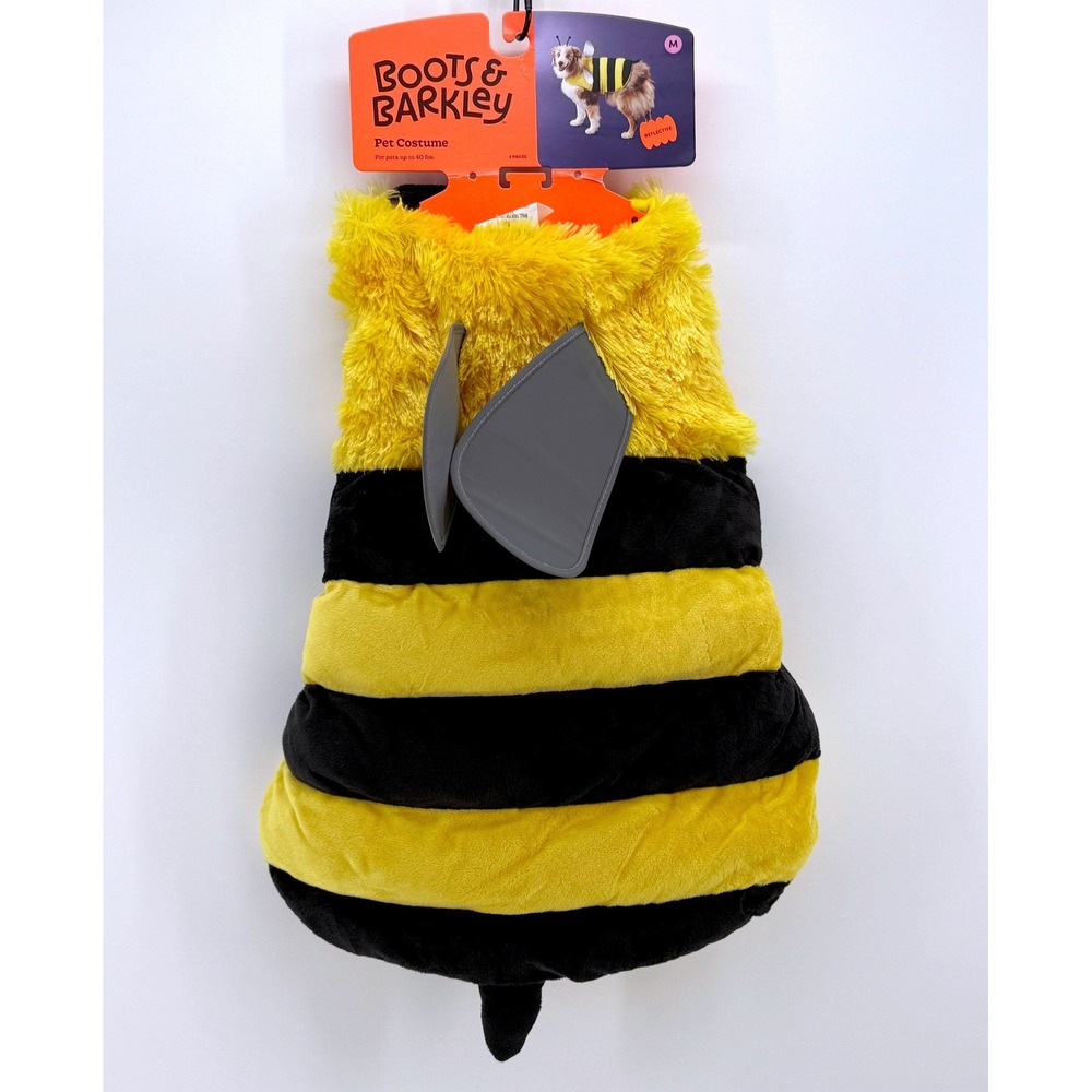 Boots & Barkley Bumble Bee Pet Costume Yellow Black Reflective Wings Medium NWT
